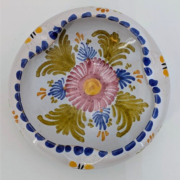VTG Talavera Ceramic Dish Ashtray Spoon Rest Hand Painted Majolica Floral Spain - Picture 6 of 13